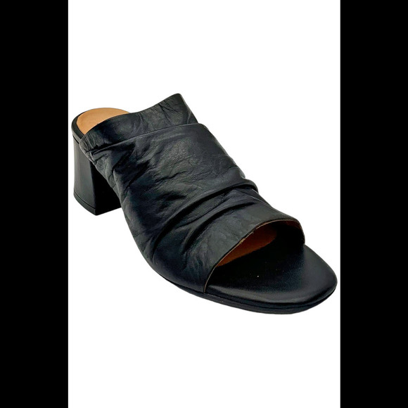 Miz Mooz Women's Leather Heeled Mules Brienne Black - Medium - Picture 1 of 3